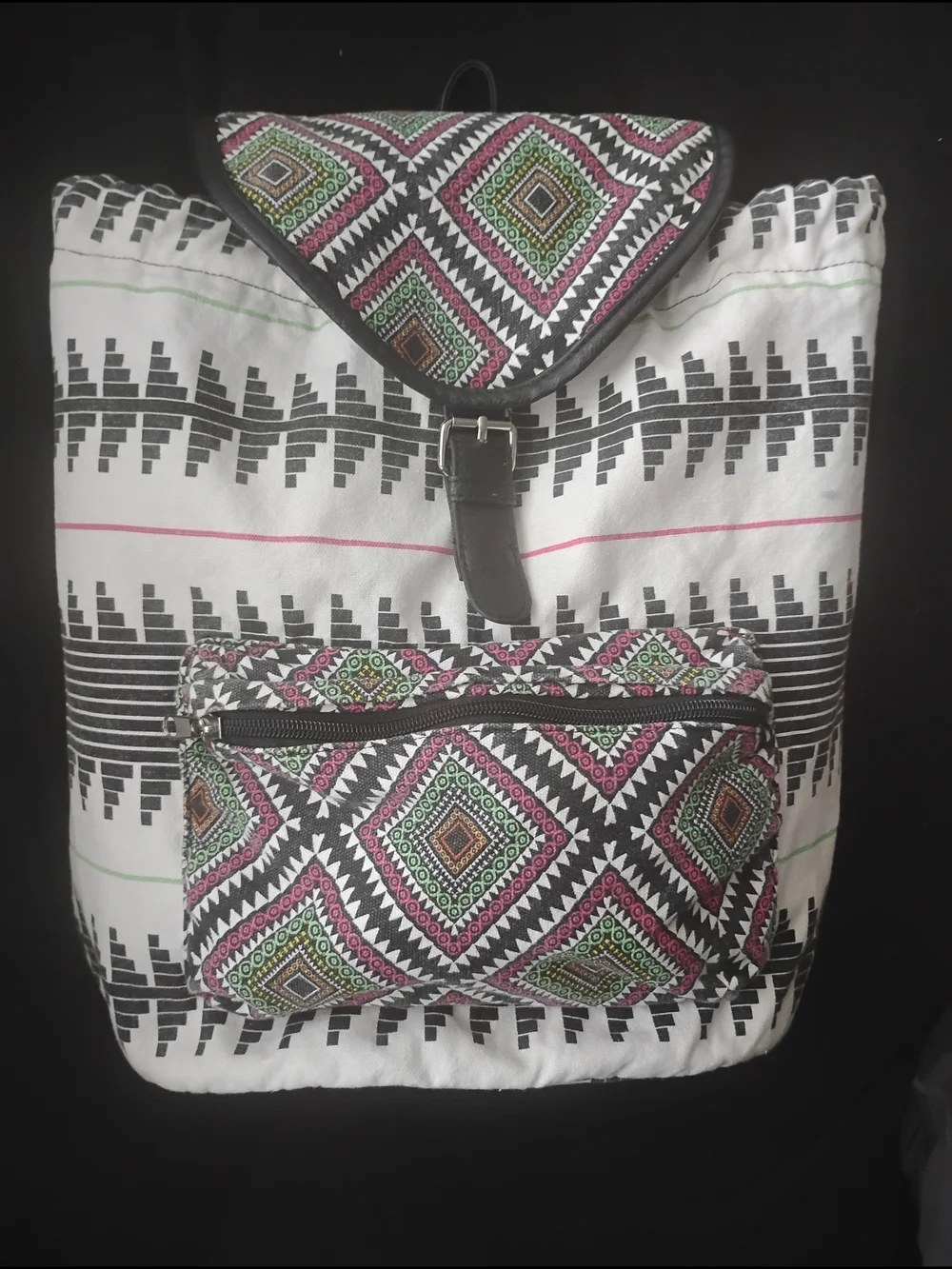 Candies Bohemian Tribal Women's Backpack - White,Black and Multicolored Book Bag